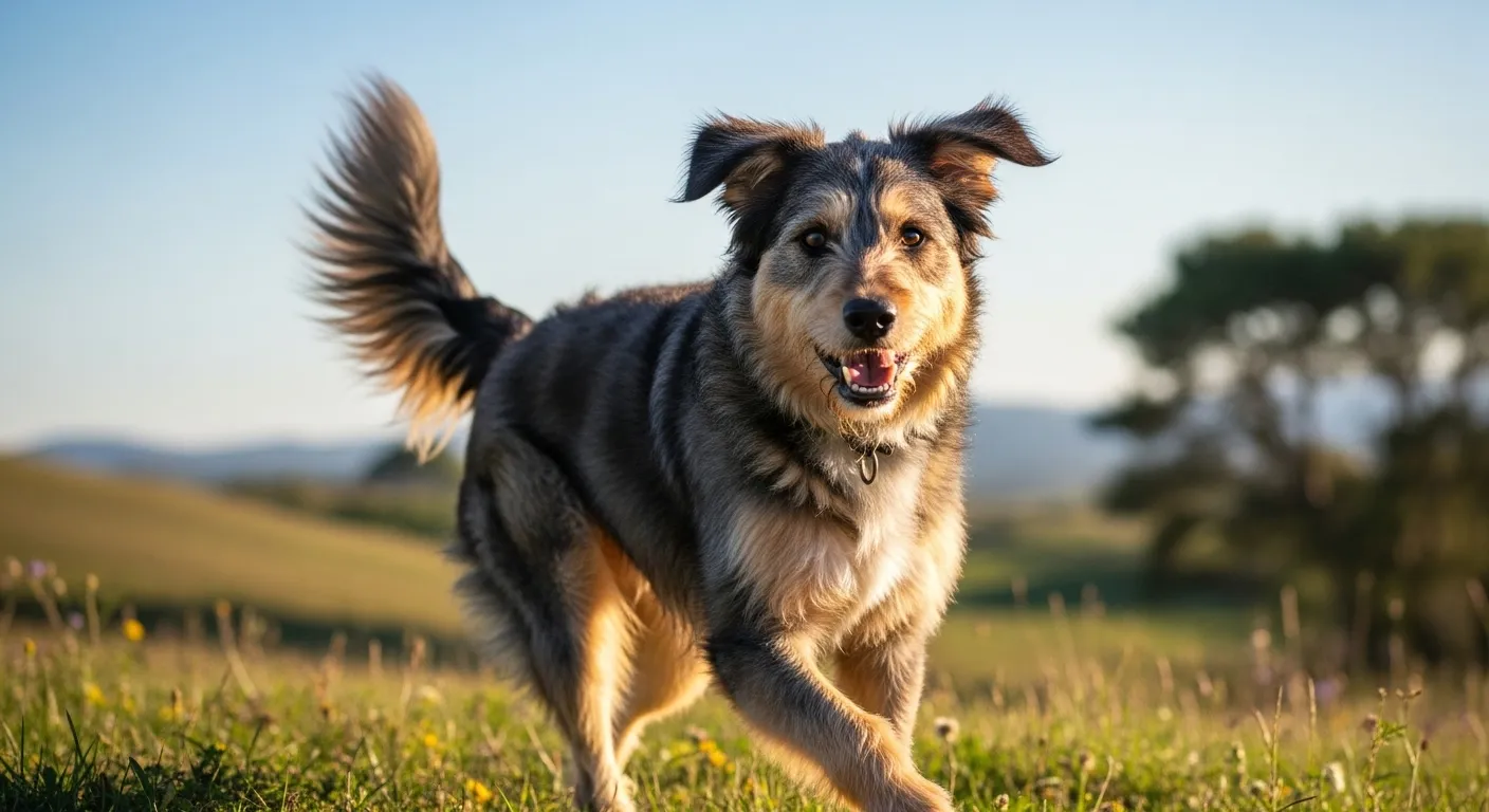 Happy dog with a full-body, loose 