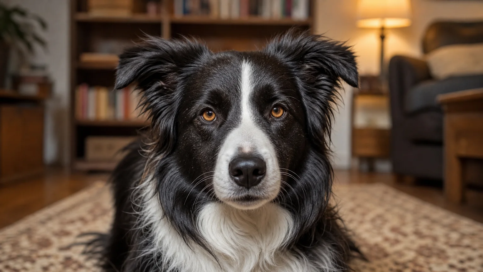 Close-up of a dog's face with a soft, lingering gaze, illustrating the oxytocin-driven eye contact bond.