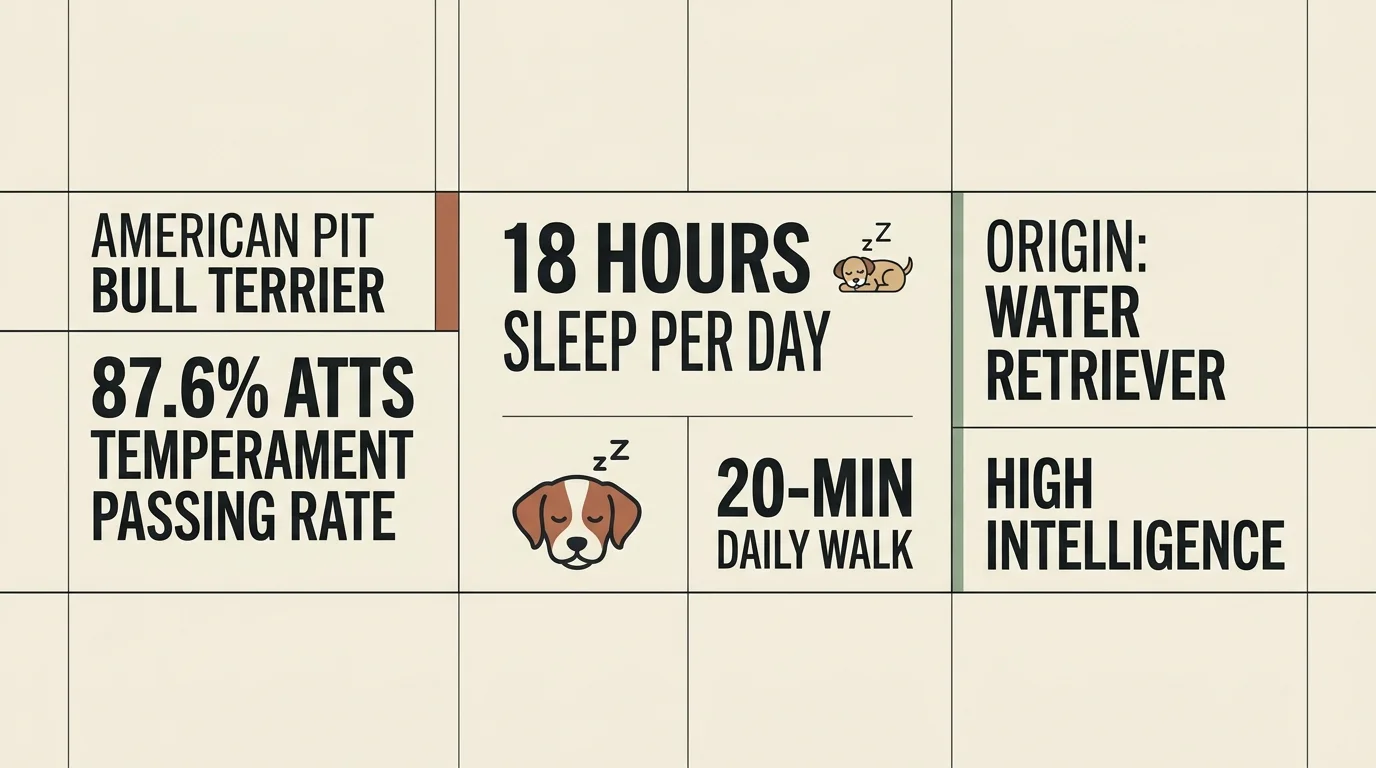 A clean, modern three-column infographic comparing facts about Pit Bulls, Greyhounds, and Standard Poodles using real data.